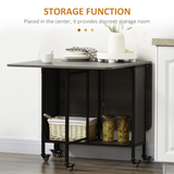 Mobile Drop Leaf Extendable Kitchen Table with Wheels – Space-Saving Dining Table, Seats up to 6