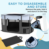 PawHut Portable Foldable Pet Playpen with Mesh Windows & Storage Bag – Dog, Rabbit & Kitten Run, Grey, 114cm