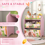 AIYAPLAY Kids Toy Storage Unit with 6 Fabric Boxes – Pink 3-Tier Playroom Organiser