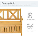 Outsunny 2-Seater Garden Storage Bench – Fir Wood Outdoor Patio Seating with Under-Seat Storage