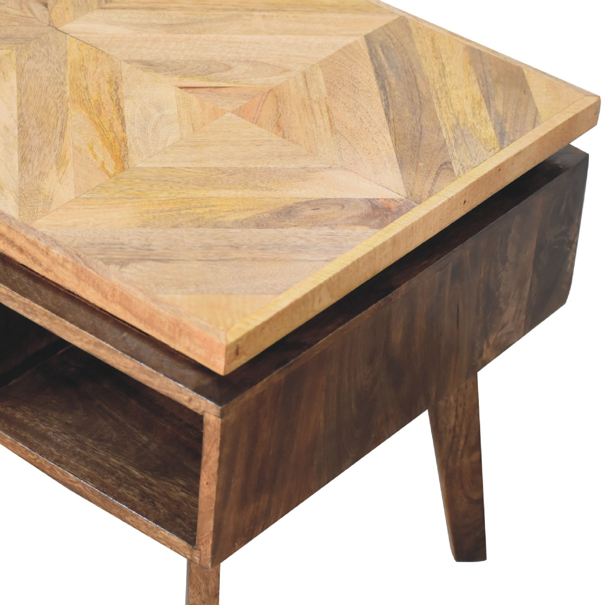 Artisan Furniture Solid Wood Coffee Table with 1 Drawer, Granary Royale Top & Nordic Legs – Classic Grey