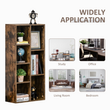 HOMCOM Industrial Cube Bookcase Display Cabinet with 7 Compartments – Metal Frame Storage, Rustic Brown