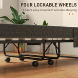 HOMCOM Folding Guest Bed with Mattress, Wheels & Dust Cover – Compact Spare Bed, Dark Grey