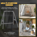 Outsunny Hammock Chair Stand with Solid Steel Frame – Fits Single & Double Connection Points, Black