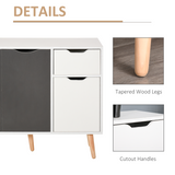 Scandinavian Sideboard Storage Cabinet with Drawer & Adjustable Shelves – Two White and Two Coloured Doors