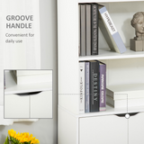 White 2-Door Bookcase Storage Cabinet with Open Shelves – Display Unit for Books and Ornaments