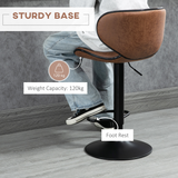 HOMCOM Vintage Microfibre Armless Bar Stools, Set of 2 with Adjustable Height & Curved Moulded Seat