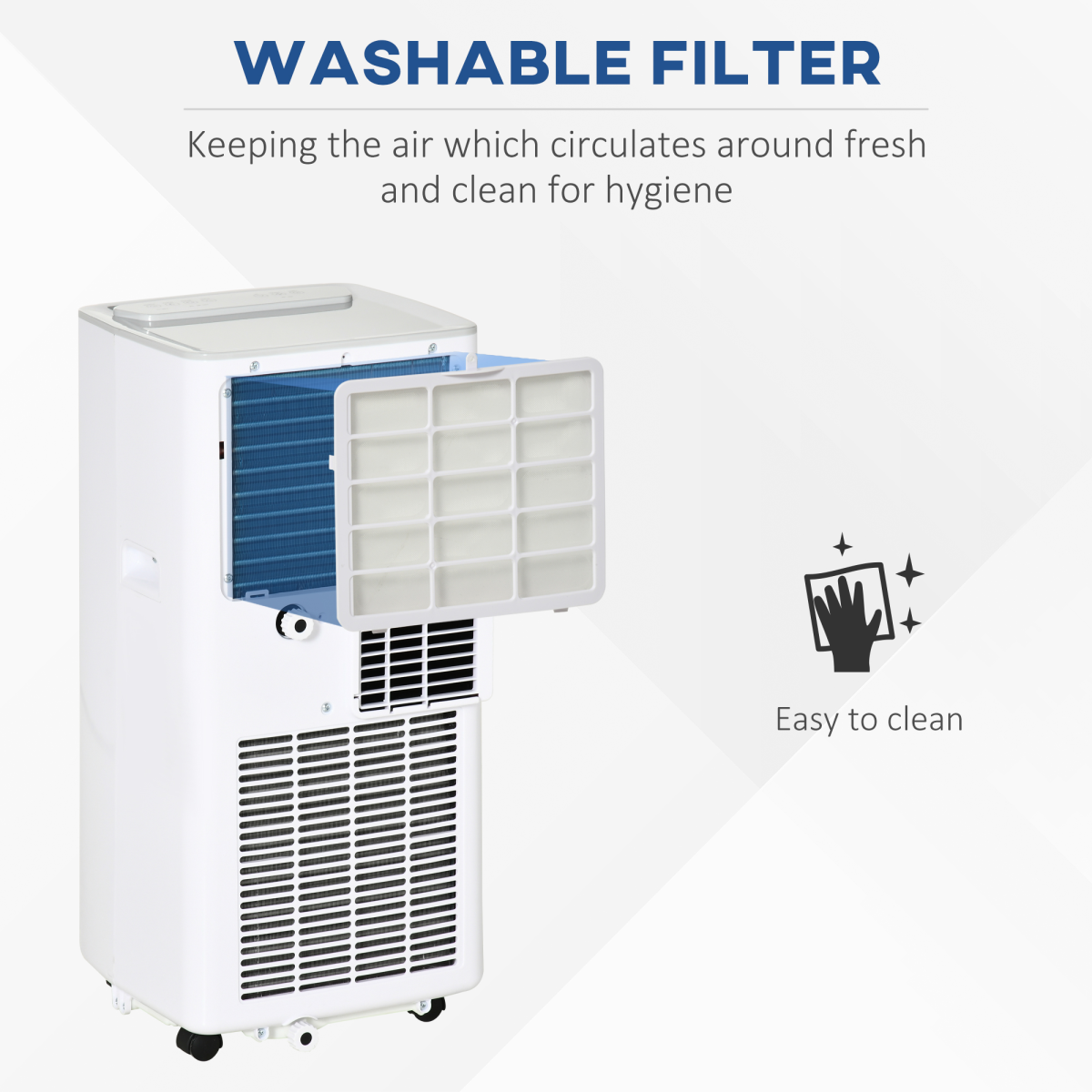 HOMCOM 7000 BTU Compact Portable Air Conditioner with Remote & 24H Timer – Small Room Cooling, White