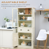 HOMCOM 5-Tier Kitchen Pantry Cupboard with Adjustable Shelves & Doors – Freestanding Storage, Cream