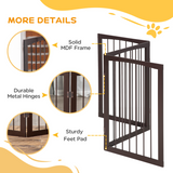 Pawhut Folding Freestanding Pine Wood Pet Gate – 3-Panel Indoor Dog Fence and Safety Barrier for Small Dogs