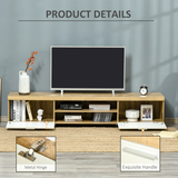 HOMCOM Modern TV Unit with Enclosed Cabinet & Open Shelf – Living Room Media Storage, Light Brown