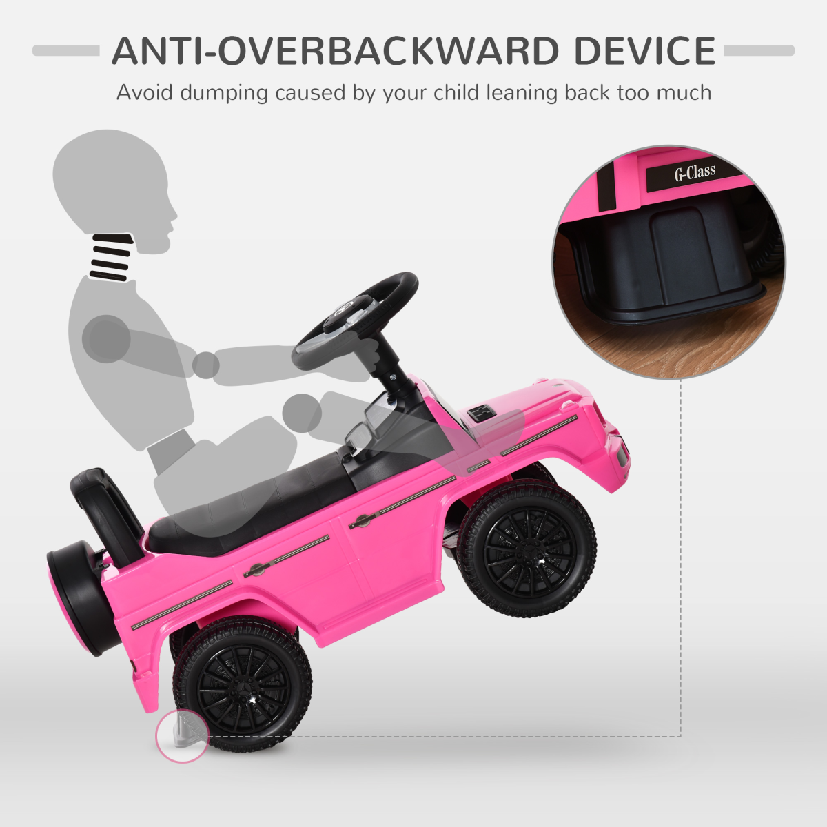 HOMCOM Mercedes-Benz G350 Kids Sliding Ride-On Car with Under-Seat Storage – 3-in-1 Toddler Push Car, Pink