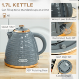 Pebbled 1.7L Fast Boil Kettle & 2-Slice Toaster Set – Matching Breakfast Duo with Textured Finish