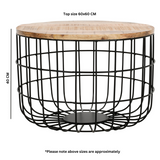 Surrey Coffee Table – Solid Wood & Metal Wire, Handmade, Fully Assembled