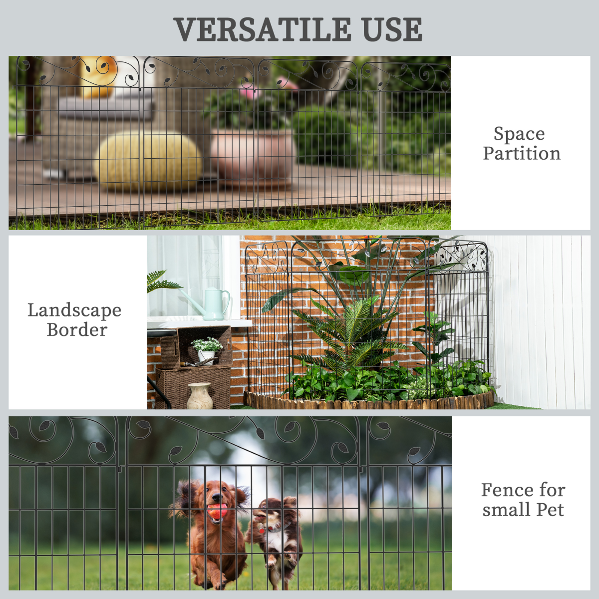 Outsunny 4-Piece Decorative Garden Fence Panels, 3.5m Total Length – Flower Bed Border & Animal Barrier