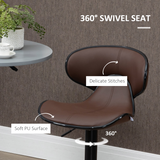 HOMCOM Set of 2 Swivel Bar Stools with Backrest & Footrest – Gas Lift, Faux Leather, Brown
