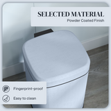 HOMCOM 12L Metal Pedal Bin with Soft-Close Lid, Hands-Free Foot Pedal – Compact Kitchen Bin, Light Blue