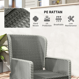 Outsunny Five-Piece Rattan Garden Furniture Set with Reclining Armchairs, Footstools & Glass Table, Charcoal Grey