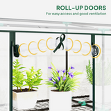 Outsunny 3-Tier Lean-to Wall Mini Greenhouse with Clear Roll-Up Doors & Plastic Cover – Plant Shelves