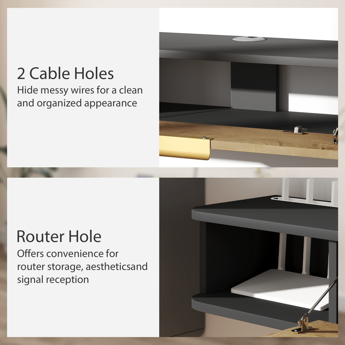 HOMCOM 120cm Floating TV Unit with Two Open Compartments – Wall-Mounted Media Console, Grey