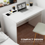 HOMCOM High Gloss Computer Desk with Built-In Storage & Spacious Top – Home Study Workstation, White