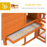PawHut Wooden Rabbit Hutch with Run, Ramp & Slide-out Tray – Weatherproof Outdoor Pet House, Orange
