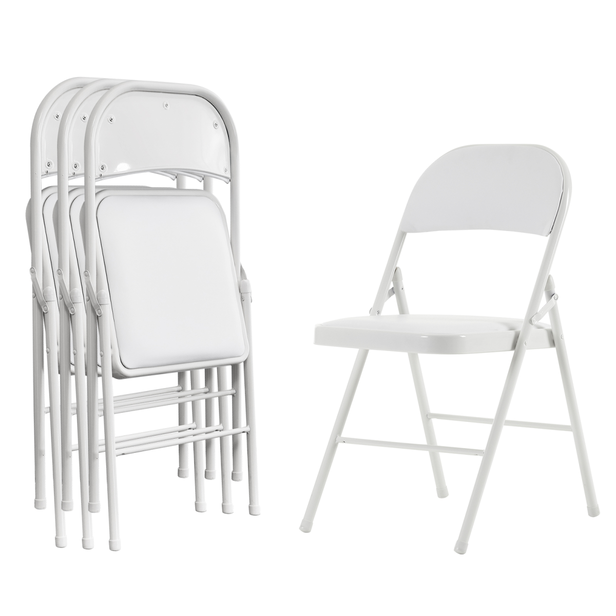 4pcs Foldable Steel & PVC Chairs with Padded Seat – Convention, Exhibition & Event Seating, White