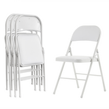 4pcs Foldable Steel & PVC Chairs with Padded Seat – Convention, Exhibition & Event Seating, White