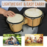 HOMCOM Wooden Bongo Drum Set, 7" & 7.75" Sheepskin Heads with Tuning Wrench & Bag – For Beginners & Professionals