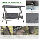 Outsunny Heavy Duty Steel 3 Seater Garden Swing Chair with Canopy & Cushions – Patio Furniture