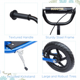 Kids Scooter with Adjustable Handlebars, Rear Brake and Non-Slip Footplate – Steel Frame Ride-On, Blue