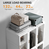 HOMCOM Foldable Portable Wardrobe with 8 Compartments & 2 Hanging Rods – Quick-Fold Bedroom Storage, White