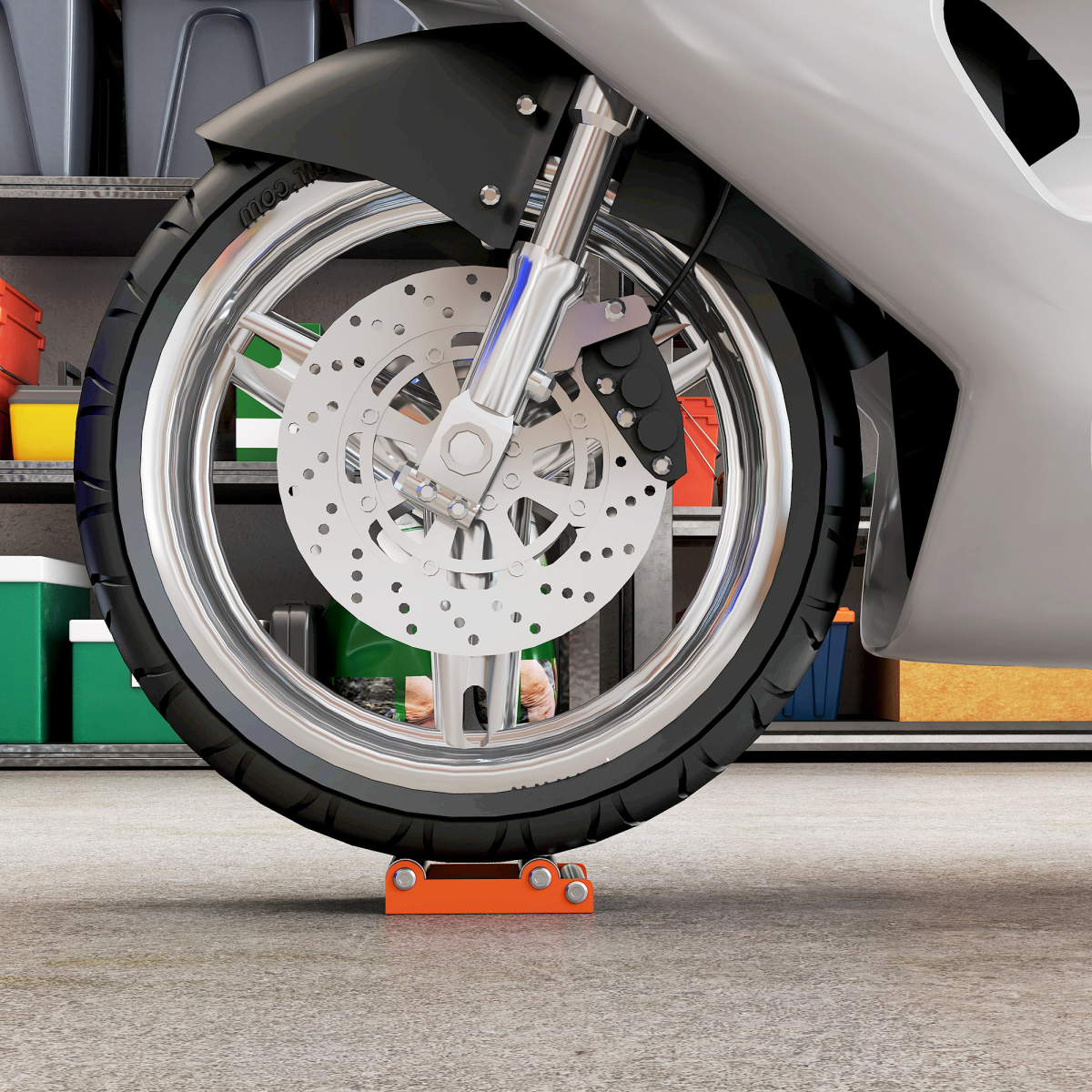 Wheel Roller Stand for Bike Wheel Cleaning and Chain Lubrication – Steel and Aluminium, 220kg Capacity, Orange