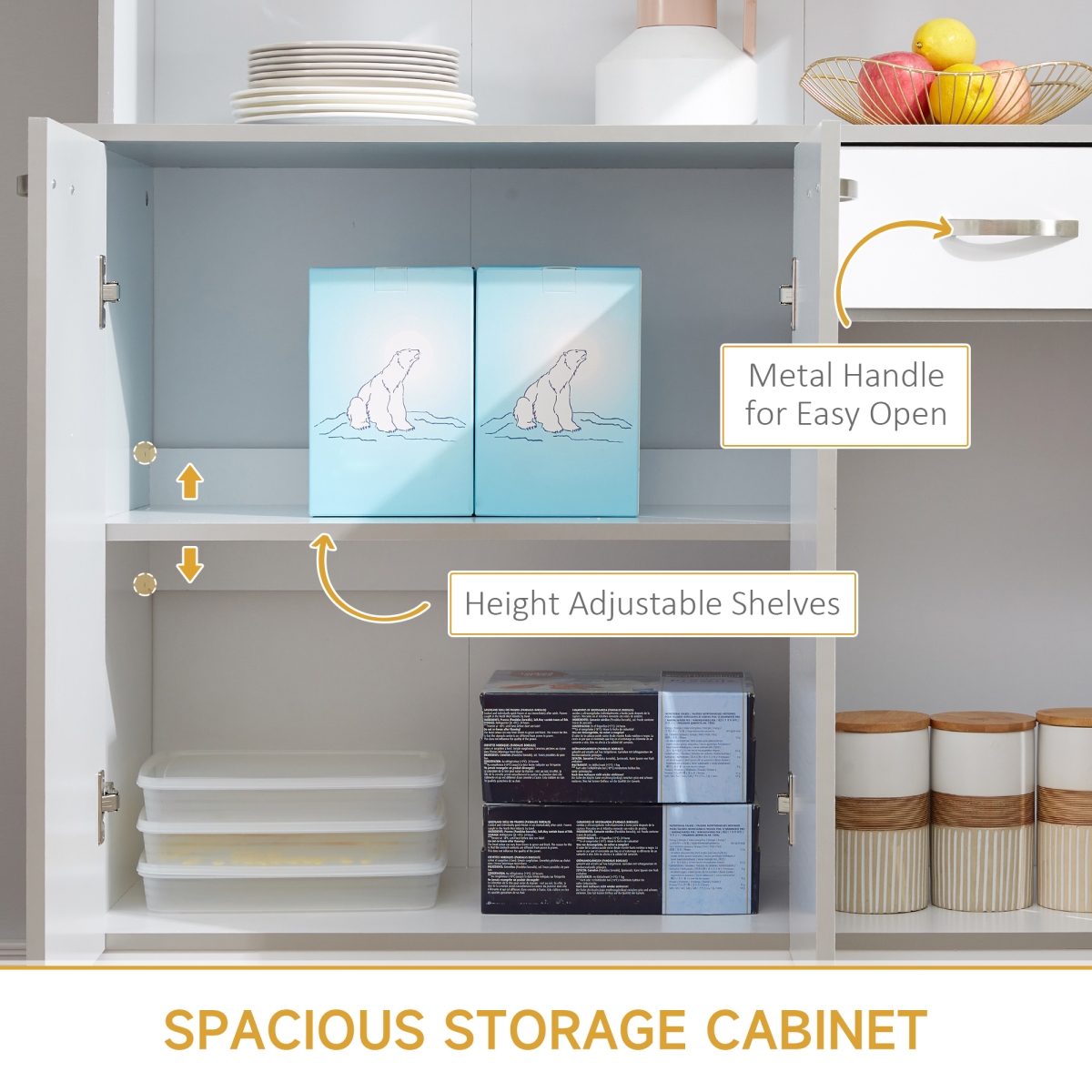 HOMCOM Freestanding Kitchen Cupboard with Doors, Drawer & Open Shelf – Pantry Storage for Kitchens