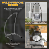 Outsunny C-Shape Metal Hammock Chair Stand with Spring Buckle – Steel Frame, 150kg Capacity, Black
