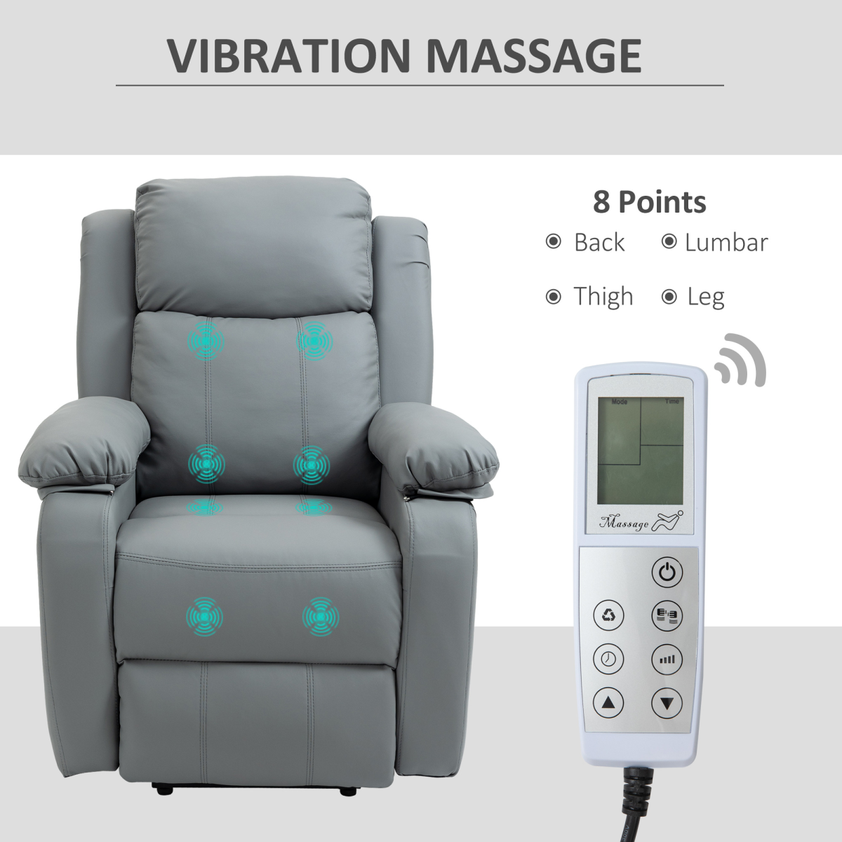 HOMCOM Electric Power Lift Recliner Chair with Vibration Massage & Side Pocket – Grey
