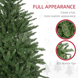 HOMCOM 6ft Artificial Christmas Tree with 310 Warm White LED Lights & Metal Base – Indoor, Green