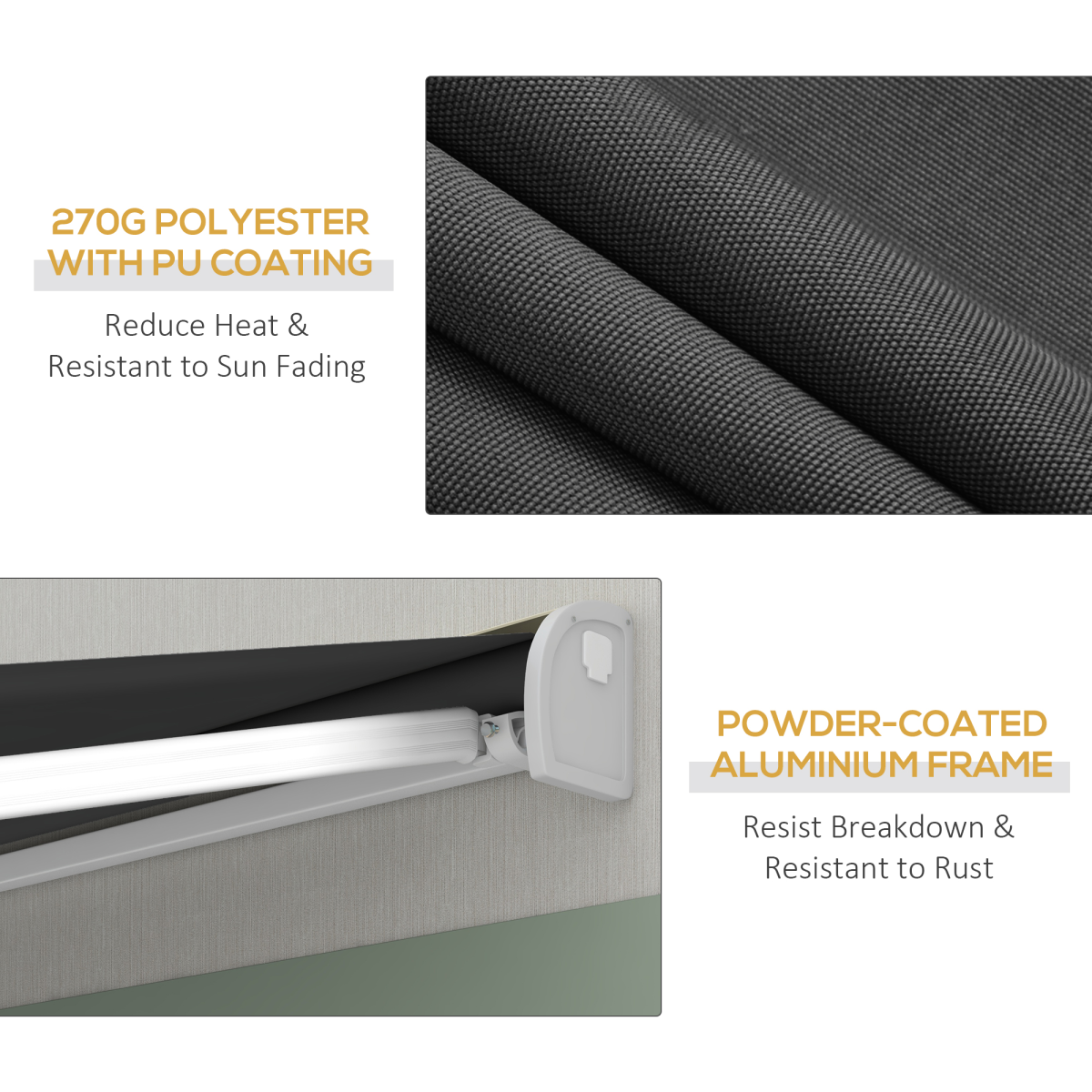 Outsunny 4 x 3m Electric Retractable Awning with Remote Control and Cassette – Patio Shade, Grey