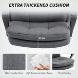HOMCOM Linen Fabric Swivel Office Chair with Double Padding & Adjustable Tilt – Charcoal Grey