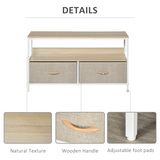HOMCOM TV Cabinet with 2 Foldable Linen Drawers & Open Shelf – Living Room Media Storage, Maple