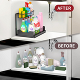 VINSANI Metal Under Sink Storage Organiser with Non-Slip Suction Feet – Cupboard Space Saver