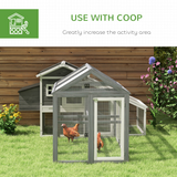 PawHut Wooden Chicken Run with Combinable Design, Lockable Doors & Mesh Wire – Coop for 1–3 Chickens, Grey