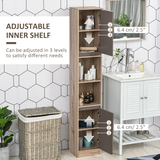 170cm Freestanding Slimline Storage Cabinet with 2 Cupboards and 2 Compartments – Anti-Tip Straps
