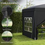 Outsunny 3 x 3m Pop Up Gazebo with Four Removable Walls & Carry Bag – Garden Party Tent Canopy, Black