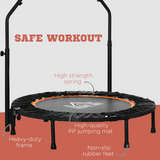 HOMCOM 40" Foldable Mini Fitness Trampoline with Adjustable Foam Handle – Indoor & Outdoor Rebounder