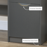 HOMCOM Computer Desk with 3 Drawers – Home Office Workstation with High Gloss Finish, Grey
