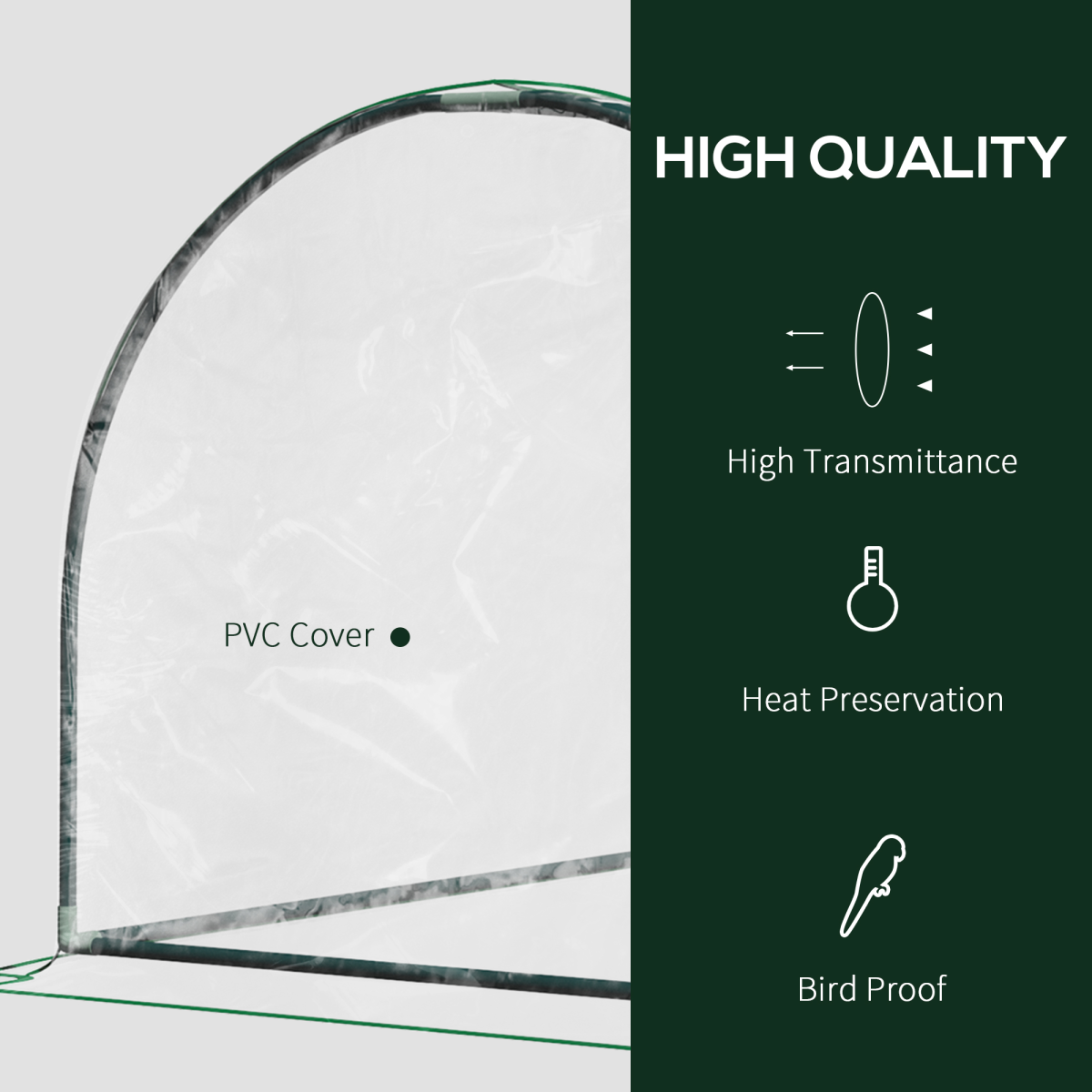 Tunnel Greenhouse with Two Large Doors and Steel Frame, 200 x 100 x 80cm – Portable Garden Grow House, Green