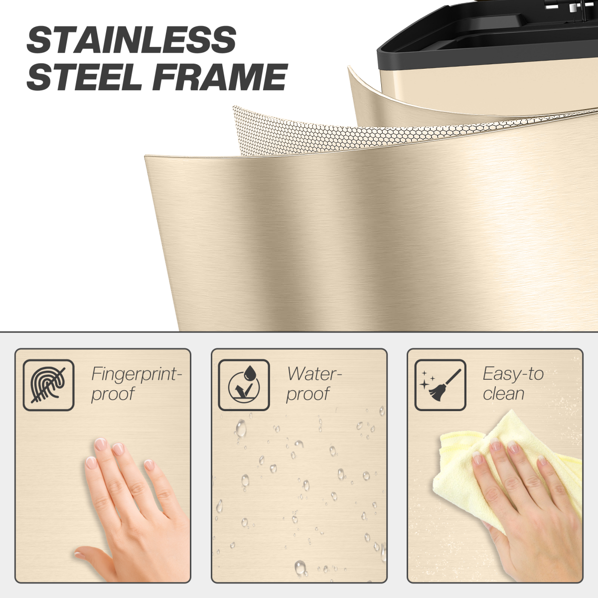 Dual Kitchen Pedal Bin with 2 x 20L Removable Buckets – Stainless Steel Recycling Bin, Gold Tone