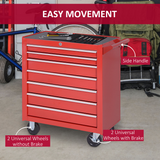 DURHAND 7-Drawer Rolling Tool Cabinet with Top Storage Compartment – Steel Workshop Chest, Red