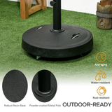 Outsunny 23.5kg Round Resin Parasol Base with Wheels & Brakes – Fits 38–48mm Poles